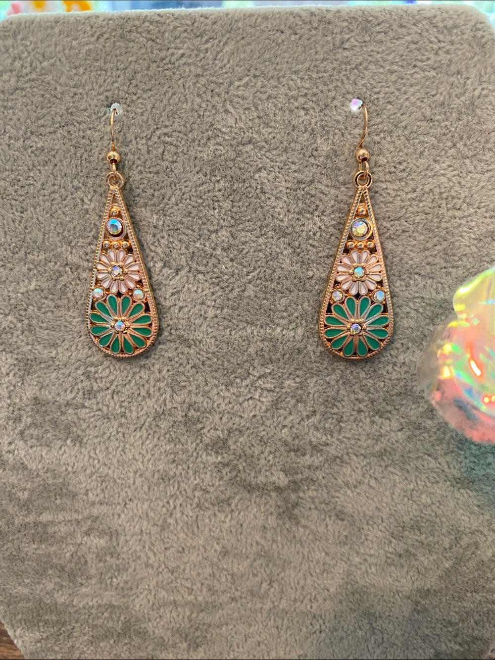 New Floral Teardrop Green Drop Earrings - Women Jewelry
